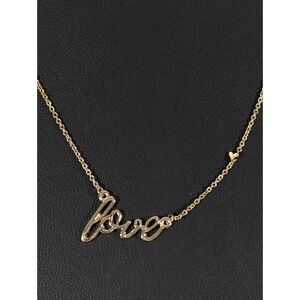 Gold Tone Love Script Necklace Tiny Heart‎ Accent Layering Chain 21"